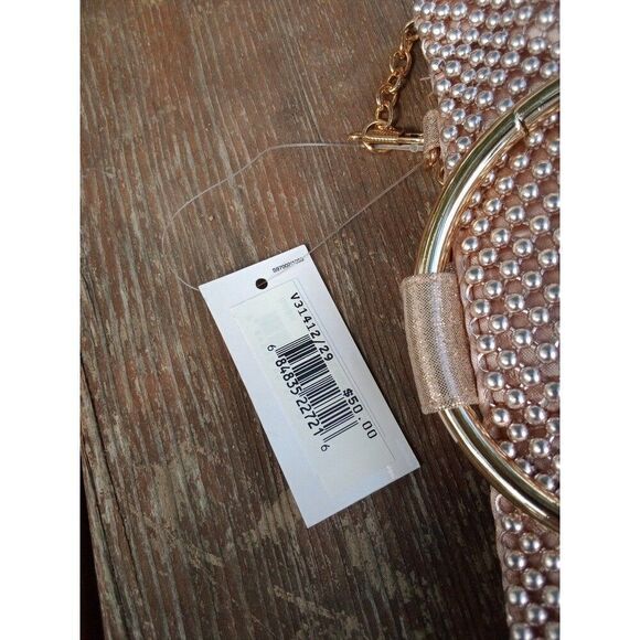 Rose Gold Gunne Sax by Jessica McClintock Gwen Ball Mesh Metal Ring Wristlet Bag - Picture 8 of 11